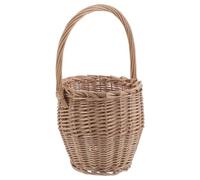 TEHAUX Cesto Intrecciato a Mano in Vimini Color Kaki, Portatile con Manico, per Decorazioni Floreali e Matrimoni, Gestione Efficiente dello Spazio