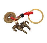 TEHAUX Ciondolo Portafortuna per Auto in Ottone Massiccio Monete Feng Shui dei Cinque Imperatori, Ornamento da Appendere per Specchietto Retrovisore, Protezione Viaggi Sicuri e Buona