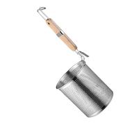 TEHAUX Colino in Acciaio con Manico in Legno Mestolo Scolapasta per Noodle e Frittura Setaccio Maglia Fine per Cucina Domestica Resistente e Facile da Pulire Utensile Versatile per Pasta