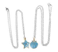 TEHAUX Collana Ciondoli Conchiglia e Stella di Mare, Stile Boho | Lega, Look Vintage e Letterario, per Vacanza e Uso Quotidiano, Facile da Abbinare a Top e Abiti Estivi