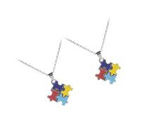 TEHAUX Collana Puzzle la Consapevolezza Autismo 2pezzi in Lega, Facile da Indossare e Antiruggine, Gioiello Decorativo Unico come Regalo di Compleanno