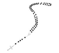 TEHAUX Collana Rosario in Vetro Nero Ciondolo a Croce per Donna e Uomo, Design Creativo in Lega, Accessorio Elegante per Abbigliamento Quotidiano, Gioiello Cattolico Raffinato