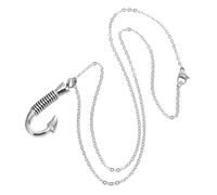 TEHAUX Collana Urna per Ceneri da Donna in Acciaio Inox Ciondolo Amo da Pesca Lucido, Gioiello Commemorativo Unisex per Cremazione e Ricordo Animale Domestico