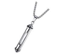 TEHAUX Collana Urna per le Ceneri da Uomo in Acciaio Titanio Resistente Ciondolo Cilindrico Commemorativo Apribile per Conservare Ceneri e Ricordi Gioiello Leggero e Pratico da