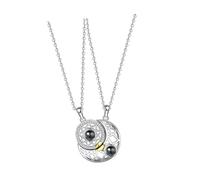 TEHAUX Collane di Coppia Ciondolo Sole e Magnetico Collane di Proiezione Ti Amo in 100 Lingue Set da 2 Pezzi in Lega Resistente Regalo Romantico per lui e lei