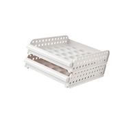 TEHAUX Contenitore per Uova Impilabile in Plastica Pp Bianco, 30 Scomparti a Doppio Strato Design a Scanalature, per Frigoriferi e Cassetti della Cucina