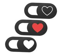 TEHAUX Copertura Privacy Fotocamera Laptop e Desktop Nero Motivo a Cuore in ABS, 3 Pezzi Pratici e Portatili per Vita Digitale Sicura