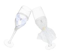 TEHAUX Coppia di Bicchieri da Vino per Matrimonio in Vetro Elegante | Set Coordinato per Brindisi, Banchetto Nuziale e Addio al Nubilato, Stile Romantico Superficie Liscia