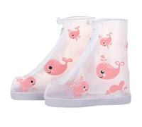 TEHAUX Copriscarpe Impermeabili in Pvc Suola Antiscivolo Resistente, Protezione Completa Dalla Pioggia e Fango per Giorni Piovosi, Design a Cartone Animato Rosa