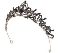 TEHAUX Corona Nera Vintage per Donna Fascia Strass e Cristalli Accessorio per Capelli per Matrimonio Halloween Compleanno e Festival