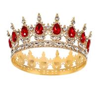 TEHAUX Corona Regina Rossa Elegante in Lega di Zinco Strass per Donne, Accessorio Sposa Chic per Nozze e Servizi Fotografici Unici