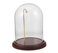 TEHAUX Espositore per Orologio da Tasca in Vetro Trasparente con Gancio | Base in Legno e Metallo, Copertura Antipolvere, Design Moderno e Retrò, per Salotto e Piano D'appoggio