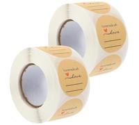 TEHAUX Etichette Adesive in Carta Kraft Naturale per Dolci e Conserve Adesivi Sigillanti Rotondi 5 CM 2 Pezzi per Confezioni Fatte in Casa e Decorazioni di Barattoli