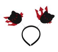 TEHAUX Fascia per Chioma Gatto Nero per Halloween Set da 3 Pezzi Testa di Gatto Malvagio Accessorio Cosplay per Feste in Maschera e Bomboniere Spettrali