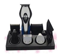 TEHAUX Kit Taglio Chioma Uomo con Rasoio Elettrico Multifunzione, Trimmer Naso e Orecchie, Design Compatto in Abs, Ricaricabile Usb, Nero con Batteria Integrata