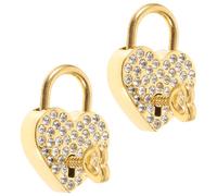 TEHAUX Lucchetto a Cuore Chiave e Intarsio di Diamanti, Set da 2 Pezzi in Lega, Colore Oro, Lucchetto dei Desideri per Uso Turistico e Regali di Coppia