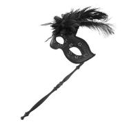 TEHAUX Maschera da Ballo Decorativa con Bastone Nera, Ornamento Portatile per Feste di Carnevale, Cosplay e Halloween, Accessorio Costume Donna per Party e Foto