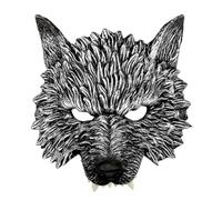TEHAUX Maschera da Lupo per Cosplay e Halloween in Pu Nero, Mezza Faccia Forma Realistica di Lupo, Adatta per Uomini e Donne in Feste di Ruolo Tradizionali
