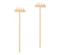 TEHAUX Mini Rastrello da Giardino Zen in Bambù 14Cm Set 2 Pezzi per Sabbiera Decorazione da Giardino in Miniatura Accessorio da Tavolo per Piccoli Giardini e Piante in Vaso