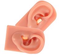 TEHAUX Modelli di Orecchie in Silicone per Piercing, Set 2 Pezzi Realistico Colore Pelle Scura, Stampi Didattici per Pratica Foratura Orecchio, Strumenti Riutilizzabili per Formazione