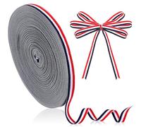 TEHAUX Nastro a strisce 50 m / rotolo di nastro di avvolgimento, per fai da te per acconciature, arco, scrapbooking, matrimonio, (bianco rosso e blu navy)