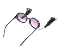 TEHAUX Occhiali da Sole da Donna Vintage Tondi Nappine e Perle, Montatura Nera Leggera e Resistente, Accessori Moda per Feste Estive, Foto e Halloween, Design Unico alla Moda