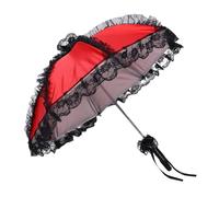 TEHAUX Ombrello Parasole da Matrimonio in Pizzo Nero Elegante e Delicato, Protezione Solare Traspirante in Stoffa e Ferro, per Abiti da Sposa e Performance su Palco