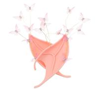 TEHAUX Orecchie da Elfo Appuntite Rosa in Gomma per Cosplay e Foto | Farfalla Decorativa e Perla Finta, Look , Adatte a Costumi e Orecchie Umane