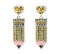 TEHAUX Orecchini a Matita Pendenti da Donna e Ragazza Orecchini a Bottone Strass a Forma di Cuore Lega Durevole e Design Brillante per Uso Scolastico e Ufficio Set 1 Paio