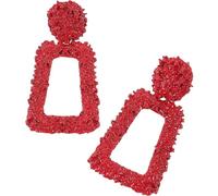 TEHAUX Orecchini Design Esclusivo Geometrici in Lega Rossa da Donna Pendenti Effetto Opaco e Incisioni Tridimensionali, per Appuntamenti e Matrimoni