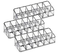 TEHAUX Organizer per Rossetti 3pezzi in Plastico 12 Slot, Espositore per Rossetti e Lucidalabbra, Design Salvaspazio Struttura Multi-compartimenti per Uso da Tavolo