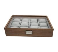 TEHAUX Organizzatore per Orologi in Legno con 12 Scomparti Grandi e Cuscini Rimovibili, Elegante Vassoio Porta Orologi per Esposizione a Casa o Negozio