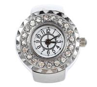 TEHAUX Orologio ad Anello da Dito Elastico in Acciaio Decorazione a Cerchio Piccolo e Numeri Grandi Design Unisex e Accessorio Decorativo Elegante