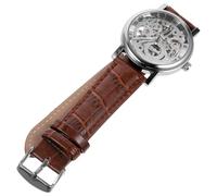 TEHAUX Orologio Meccanico da Uomo Cinturino in Pu Resistente Winner 036 con Quadrante Rotondo Scheletrato Movimento Meccanico Avanzato per Uso Quotidiano
