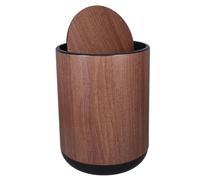 TEHAUX Pattumiera con Coperchio Ribaltabile in Plastica Leggera Secchio Doppio Comparto Effetto Legno Bidone Raccolta Differenziata per Cucina Bagno e Ufficio Design Raffinato e Robusto