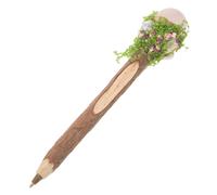 TEHAUX Penna a Sfera in Legno con Parte Superiore in Cristallo, Punta Media 0,7 Mm, Penna per Firme e Scrittura con Impugnatura Ergonomica, Stile Corteccia Naturale per Ufficio, Scuola