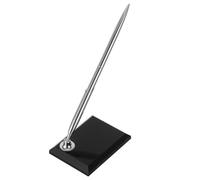 TEHAUX Penna da Scrivania con Base Rettangolare in Acrilico e Metallo Argento, Penna Sfera Professionale per Firme in Libri Ospiti Matrimoni e Banche
