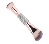 TEHAUX Pennello per Fondotinta Doppia Estremità in Nylon e Metallo con Design Elegante e Decorazioni Brillanti, Morbido per Polvere e Crema, per Applicazione Professionale e Uso