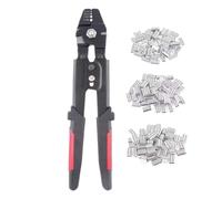 TEHAUX Pinza Crimpatrice per Funi in Acciaio Nero con Blocco di Sicurezza Manicotti in Alluminio Doppio Tubo per Cavi Manico Antiscivolo Uso Pesca e Cavi Rope