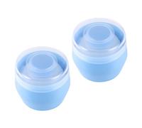 TEHAUX Piumino per Applicazione Uniforme 2 Pezzi per Cipria per Ragazzi con Scatola Porta Polvere Blu in PP e Soffice Pelliccia e Comoda Sul Corpo