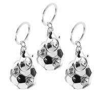 TEHAUX Portachiavi da Pallone 3 Pezzi in Cristallo e Lega di Zinco, Portatile e Collezionabile, come Souvenir o Regalo Sportivo per Amanti del Calcio