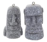 TEHAUX Portachiavi Moai Isola di Pasqua 2 Pezzi Statua in Resina Dettagliata, Mini Decorazione per Casa, Ufficio e Zaino, Accessorio Regalo Originale per Amici e Famiglia