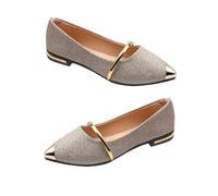 TEHAUX Scarpe da Donna Décolleté Piatte a Punta Perle in Gomma Resistente all’Usura Design Chic Estivo Adatte per Appuntamenti e Shopping Confezione da 1 Paio Colore Carne Taglia