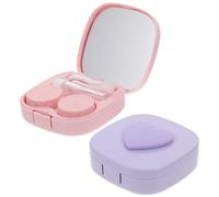 TEHAUX Set 2 Custodie Porta Lenti a Contatto in Resina Piccole e Leggere Custodia per Lenti da Viaggio di Perdite Specchio per Uso Esterno e Quotidiano