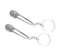 TEHAUX Set 2 Pezzi Portachiavi Microfono in Metallo Argentato Ciondoli Chiave Musicali Compatti per Decorazione Chiavi e Borse Accessori Portatili per Organizzazione Quotidiana