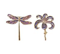 TEHAUX Set 2 Spille Donna Fiore e Libellula in Lega Porpora, Design Clip Facile da Indossare, Eleganti Gioielli la Festa Romantica la Festa della Mamma
