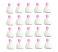 TEHAUX Set 20 Pezzi Mini Cappelli di Lana Lavorata a Maglia Bianco PON PON Rosa Decorazioni Creative per Cellulari Vestiti e Accessori Natalizi per Fai da Te e Regali FESTIVITÀ