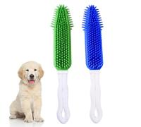 TEHAUX Set 2pz Pettine per Cani in Silicone Verde e Blu, Spazzola per Toelettatura Massaggio e Rimozione Peli, Strumento Pulizia per Animali Domestici Colore Casuale