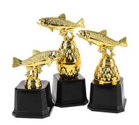 TEHAUX Set 3 Trofei per Pesca in Plastica a Forma di Pesce, Mini Coppe Realistiche per Premiazioni e Competizioni, Gioco e Festa