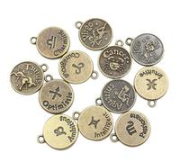 TEHAUX Set 36 Pezzi Ciondoli Zodiacali in Lega Forma Moneta Colore Oro Design dei 12 Segni per Gioielli Fai da Te Accessori per Portachiavi e Cellulare